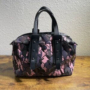Patrizia Luca Pink Black Purple Geometric Camouflage Handbag